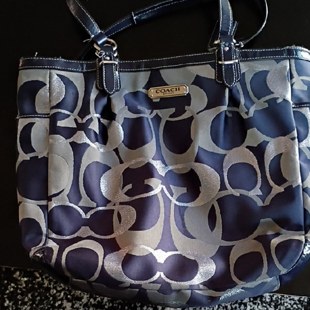 Coach Blue and Silver Shoulder Bag